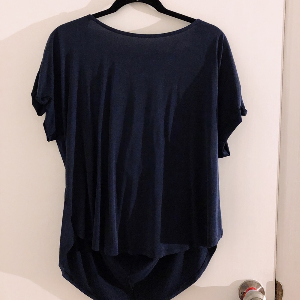 Open back navy blue top